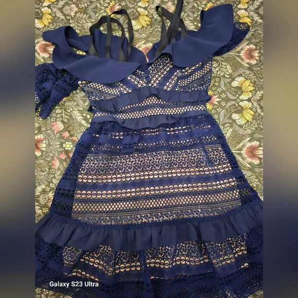 Self-portrait Navy Blue Mini Dress - Picture 5 of 12